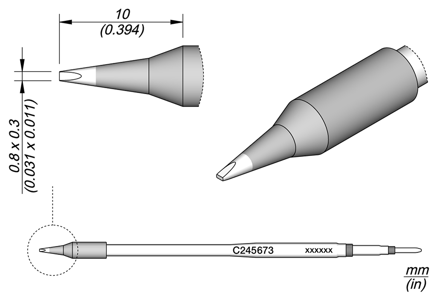 C245673 - Chisel Cartridge 0.8 x 0.3 L